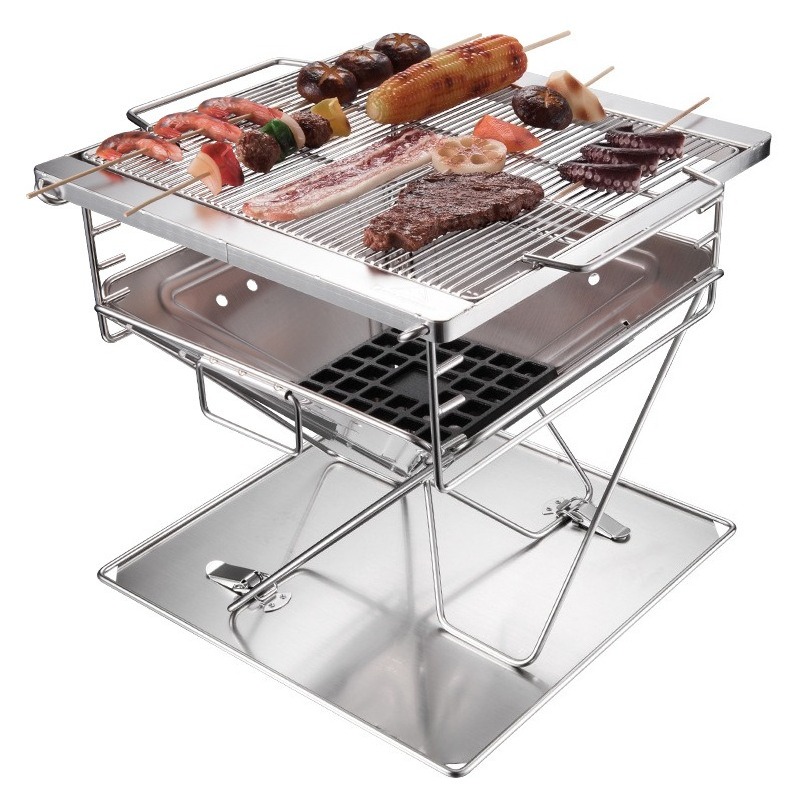 Camping Cooking Fire Pit - MT‑045 Churrasqueira portátil dobrável, grelha de
