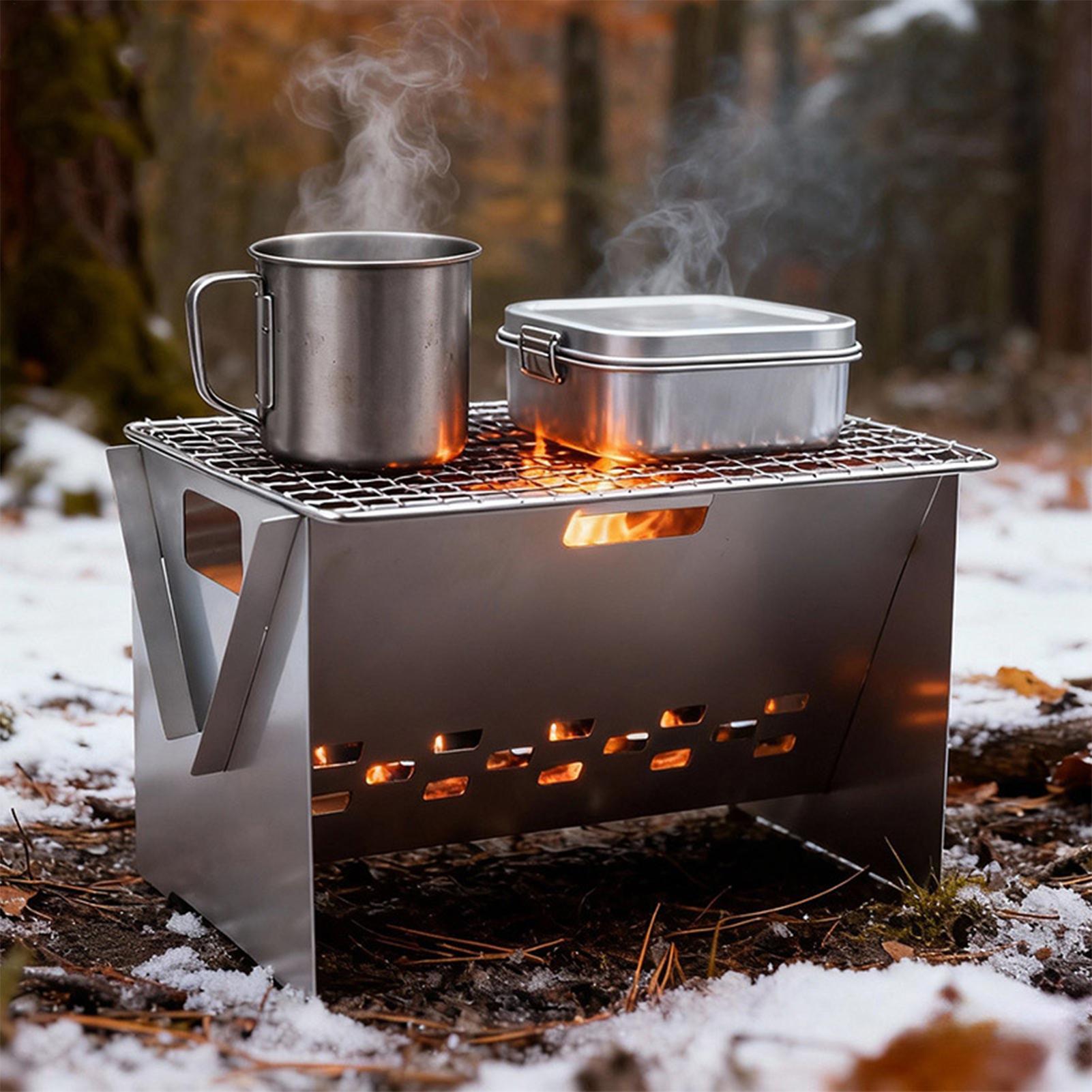 Grelha a carvão portátil dobrá - Camping Cooking Fire Pit avaliação e preço